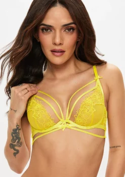 Floral Affair Non Padded Plunge Bra - Yellow
