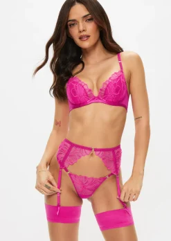 Floral Fling Suspender Belt - Mid Pink