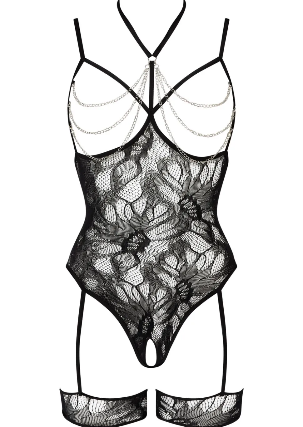 Forbidden Passion Lace Crotchless Lingerie Body - Black