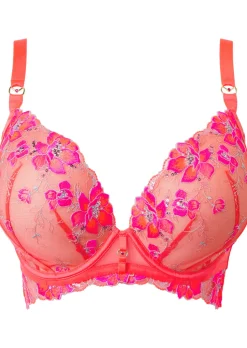 Glistening Padded Plunge Bra - Coral