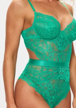 Hold Me Tight Lace Lingerie Body - Green