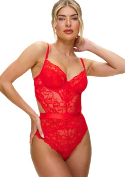 Hold Me Tight Lace Lingerie Body - Red