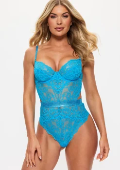 Hold Me Tight Luxe Lace Lingerie Body - Blue