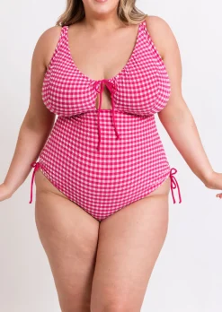 Holiday Check Non Wired Swimsuit - Pink