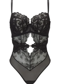 Icon Fuller Bust Padded Sequin Lingerie Body - Black