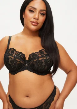 Icon Sequin Fuller Bust Non Padded Balcony Bra - Black