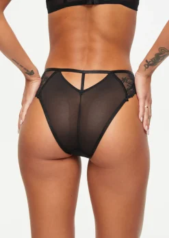 Icon Sequin High Waisted Brazilian Knickers - Black