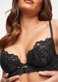 Icon Sequin Non Padded Plunge Bra - Black