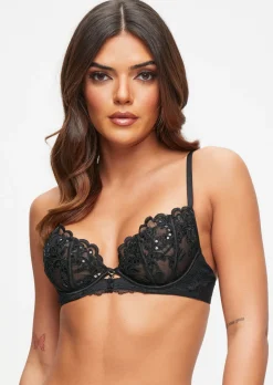 Icon Sequin Non Padded Plunge Bra - Black