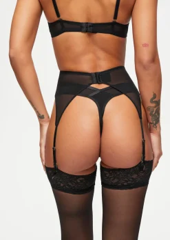 Icon Sequin Waspie Suspender - Black