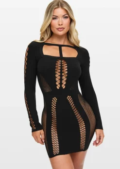 Illusion Seamless Mini Dress - Black