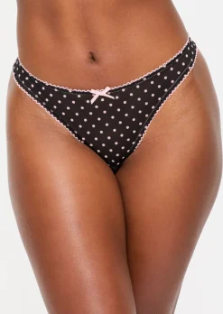 I'm Yours Crotchless Brazilian Knickers - Black/Pink
