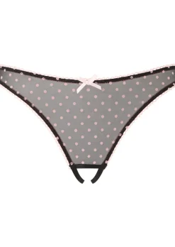 I'm Yours Crotchless Brazilian Knickers - Black/Pink