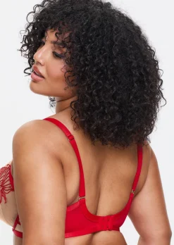 Incensing Non Padded Fuller Bust Balcony Bra - Red