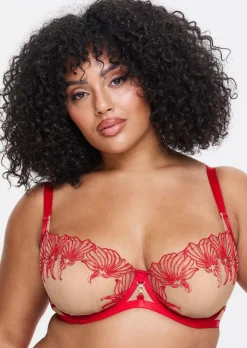 Incensing Non Padded Fuller Bust Balcony Bra - Red