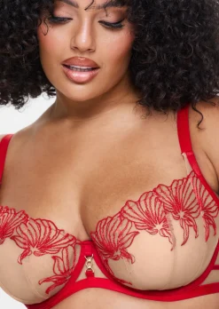 Incensing Non Padded Fuller Bust Balcony Bra - Red