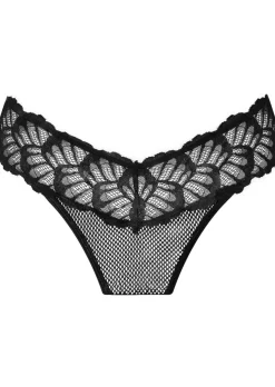 Kiss & Tell Lace Crotchless Brazilian Knickers - Black