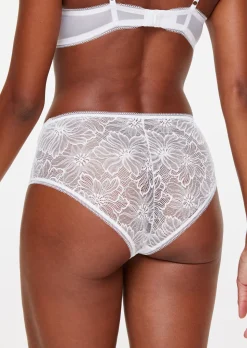 Knickerbox Alice Lace High Waisted Brazilian Knickers - White