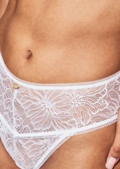 Knickerbox Alice Lace High Waisted Thong - White