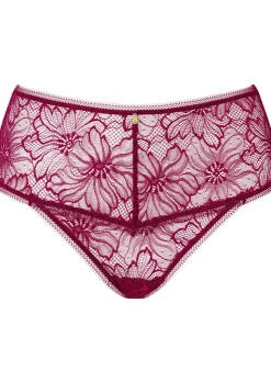 Knickerbox Alice Lace High Waisted Brazilian Knickers - Dark Red