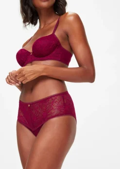 Knickerbox Alice Lace High Waisted Brazilian Knickers - Dark Red