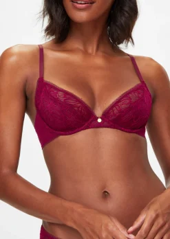 Knickerbox Alice Lace Non Padded Plunge Bra - Dark Red