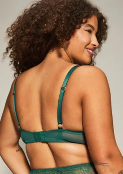 Knickerbox Alice Lace Padded Plunge Bra - Dark Green