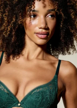 Knickerbox Alice Lace Padded Plunge Bra - Dark Green