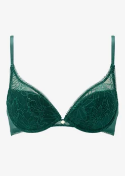 Knickerbox Alice Lace Padded Plunge Bra - Dark Green