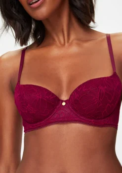 Knickerbox Alice Lace Padded Balcony Bra - Dark Red