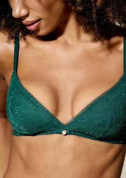 Knickerbox Alice Lace Triangle Bralette - Dark Green