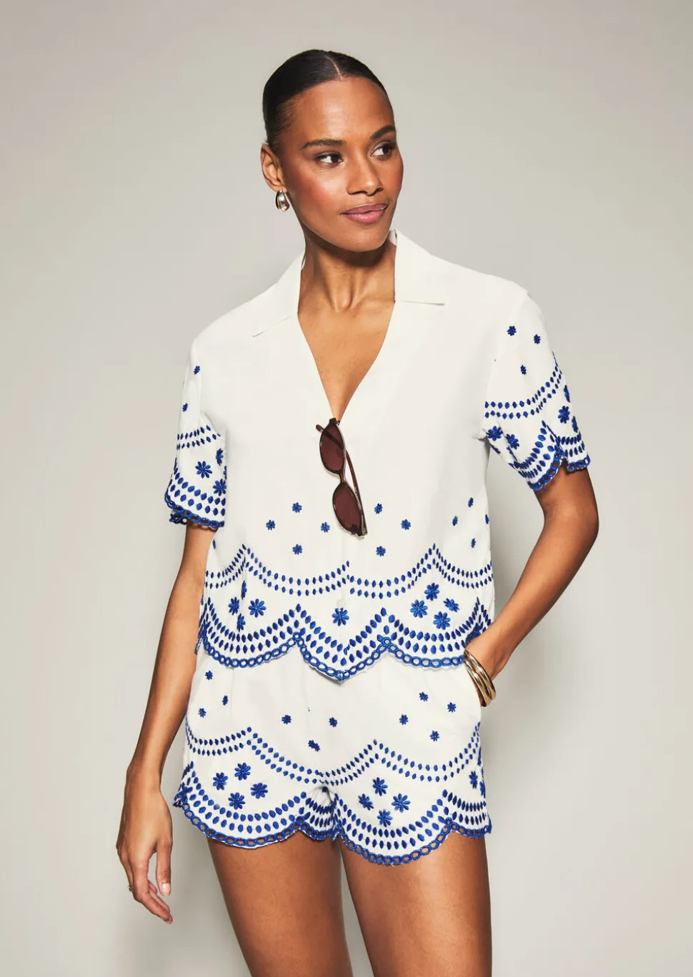 Knickerbox Broderie Floral Embroidered Shirt - White