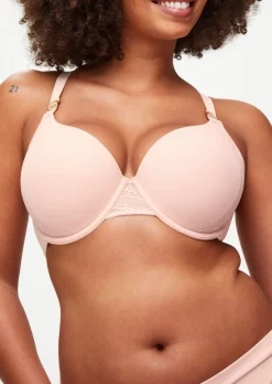 Knickerbox Charlotte Lace Underwired Padded Plunge Bra - Pale Pink