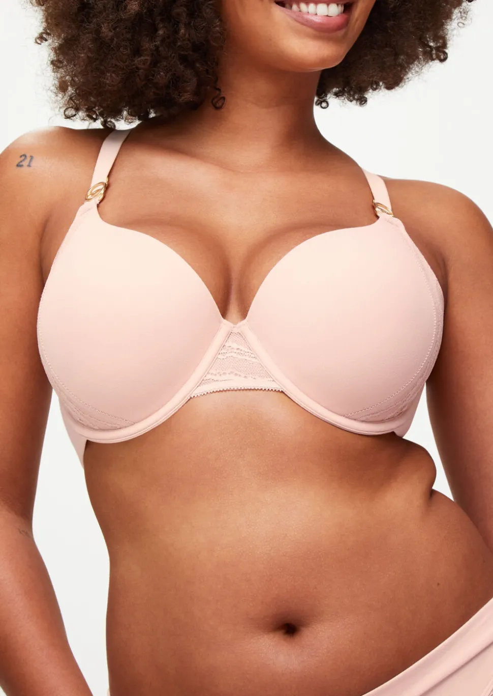 Knickerbox Charlotte Lace Underwired Padded Plunge Bra - Pale Pink