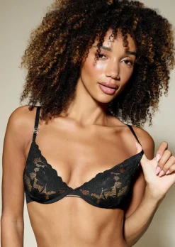Knickerbox Dolly Lace Non Padded Plunge Bra - Black