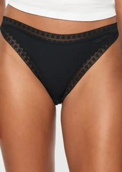 Knickerbox Geometric Cotton Lace Thong - Pack of 3 - Black