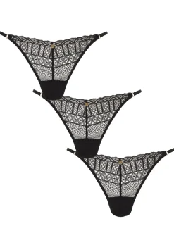 Knickerbox Geometric Lace Brazilian Knickers - Pack of 3 - Black