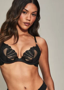 Knickerbox Isabella Embroidered Non Padded Plunge Bra - Black