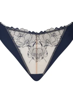 Knickerbox Jasmine Embroidered High Leg Brazilian Knickers - Navy