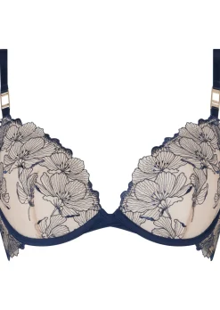 Knickerbox Jasmine Embroidered Non Padded Plunge Bra - Navy