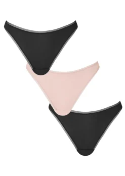 Knickerbox Lace Microfibre Thong - Pack of 3 - Black