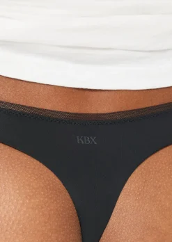 Knickerbox Lace Microfibre Thong - Pack of 3 - Black