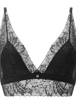Knickerbox Louisa Lace Ribbed Longline Triangle Bralette - Black