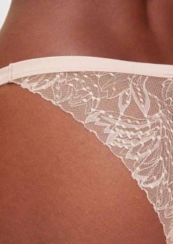 Knickerbox Louisa Lace Tanga Brazilian Knickers - Pale Pink