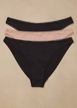 Knickerbox Microfibre Lace High Leg Brief Knickers - Pack of 3 - Black