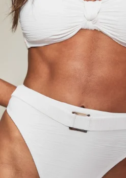 Knickerbox Swim Crinkle High Waisted Bikini Bottoms - White