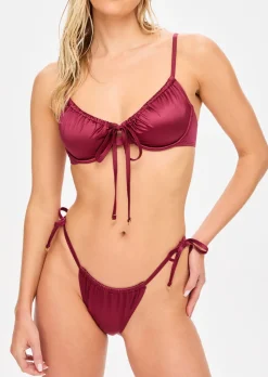 Knickerbox Swim Shimmer Ruched Wired Bikini Top - Red