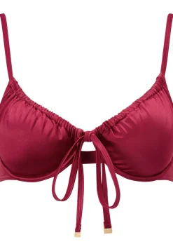Knickerbox Swim Shimmer Ruched Wired Bikini Top - Red