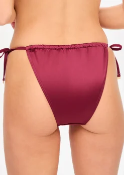 Knickerbox Swim Shimmer Ruched Tanga Bikini Bottoms - Red