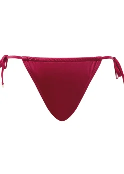 Knickerbox Swim Shimmer Ruched Tanga Bikini Bottoms - Red